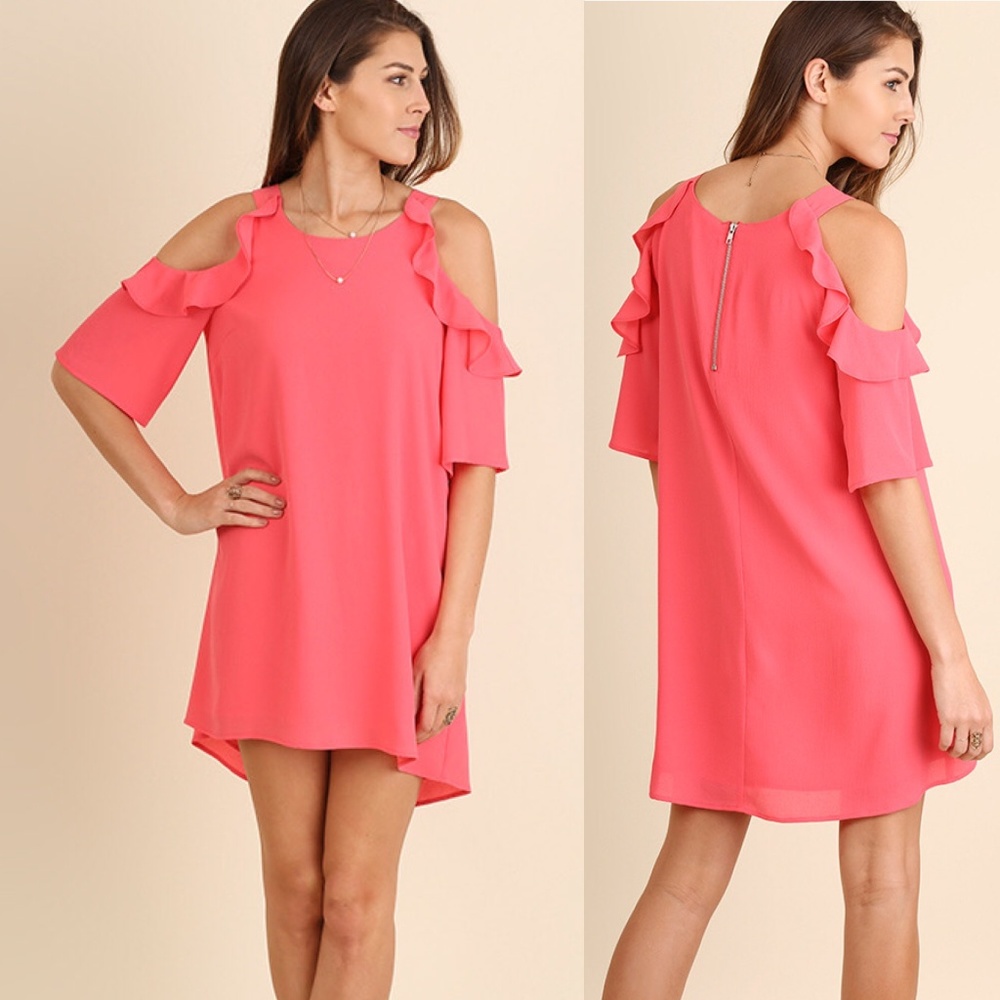 Ruffle Cold Shoulder Dress